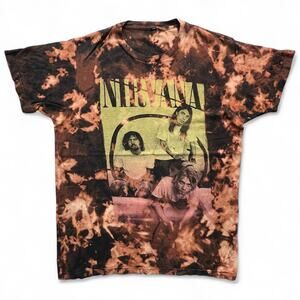Bleach Tie Dyed Nirvana Band Tee Members Alternative Rock T Shirt Kurt Cobain M